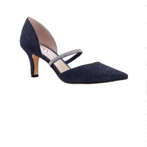NWT Nina Brystol Navy Textured Mid-heel D'Orsay Dress Pump - Size 9